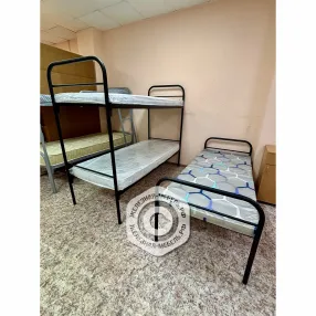 кровать двухъярусная 4020 l, спинка d32х18, ложе 1900х900, сетка 100х60, 2 перемычки (цвет чёрный)